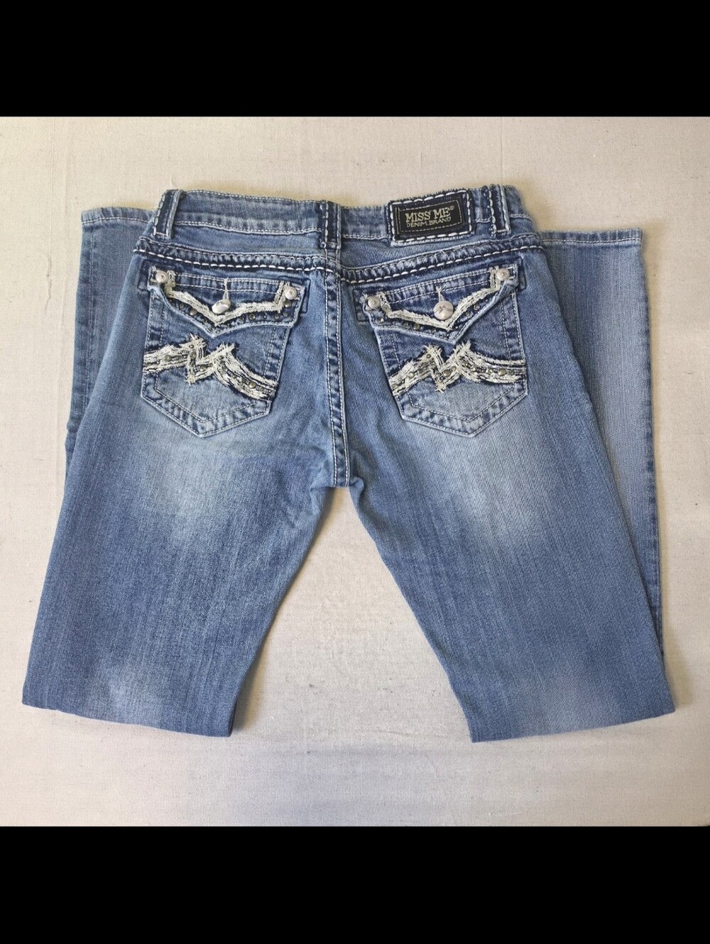 Miss Me Denim Jeans JE1053EL Easy Boot Distressed Mid Rise Womens Size 28